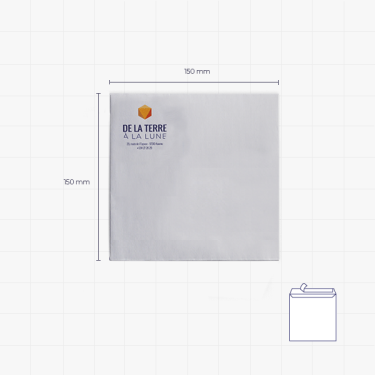 Enveloppes carrées bande auto-adhésive </br>150 x 150 mm