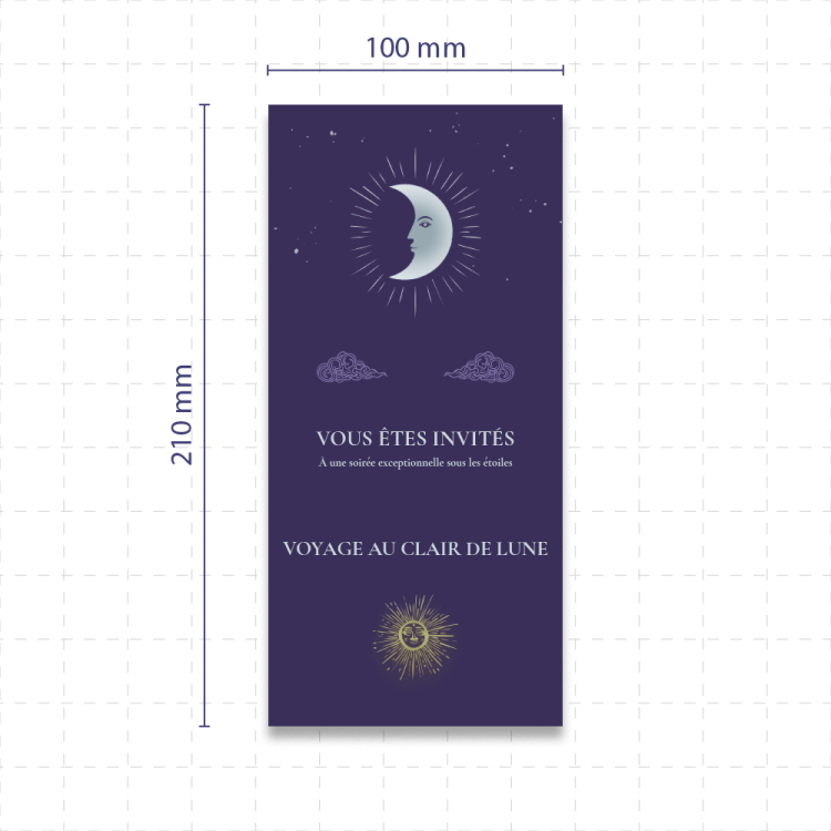 Carte d'invitation </br> au format 21 x 10 cm </br> orientation portrait