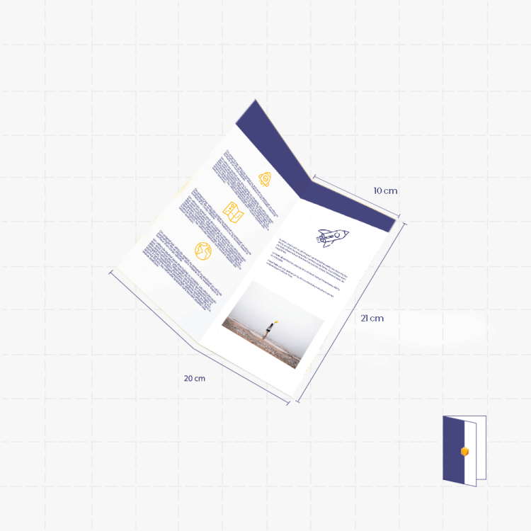 D&eacute;pliants 2 volets </br>20 x 21 cm ouvert - 10 x 21 cm ferm&eacute;