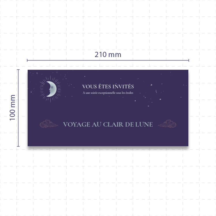 Carte d'invitation </br> au format 21 x 10 cm </br> orientation paysage